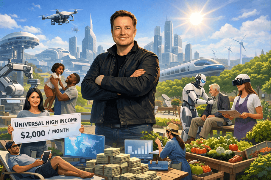 일론 머스크 보편적 고소득 (AI 대체, 분배 격차, 직업 재정의)