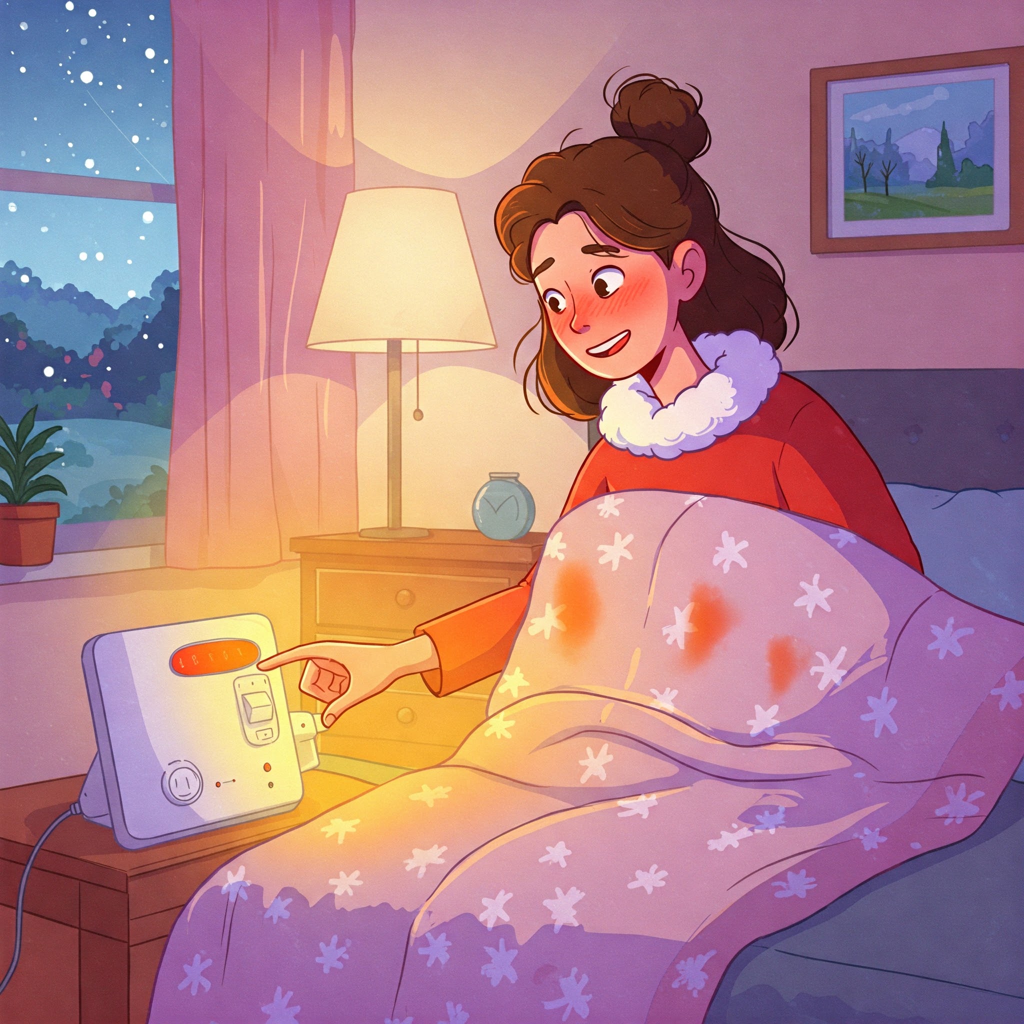 전기장판을 틀고 있었어요.