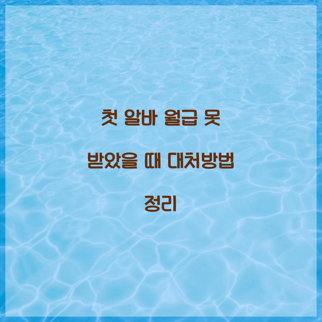 첫 알바 월급 못 받았을 때