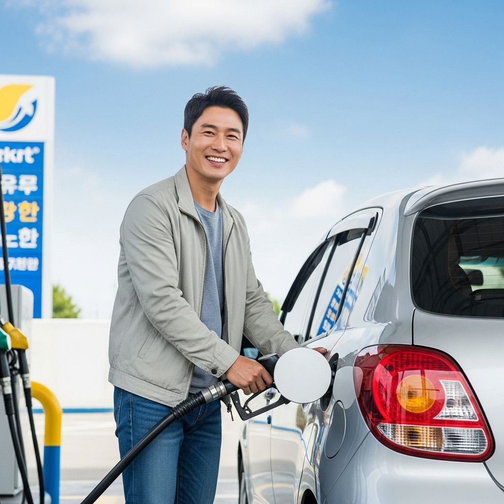 경차 유류비 환급&amp;#44; 주유 중인 남성