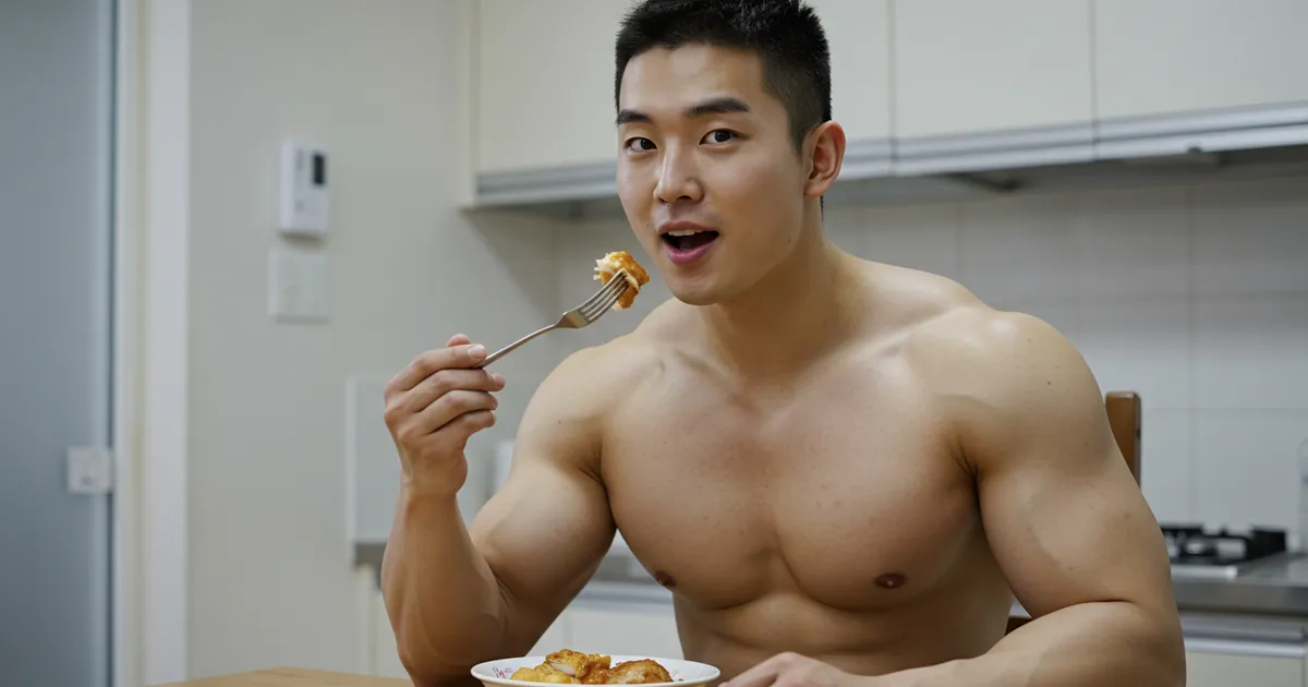 닭가슴살 먹는 남자 이미지