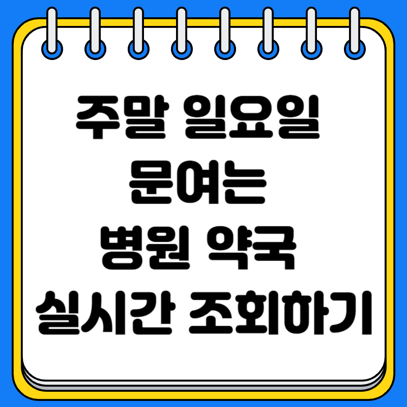 주말 일요일 문여는 병원 약국 실시간 조회 방법