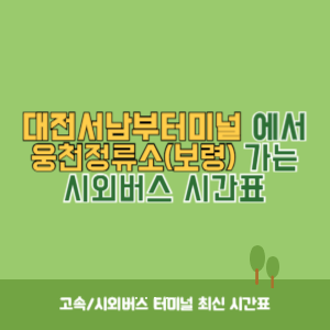 대전서남부터미널에서 웅천정류소(보령) 가는 시외버스 시간표 최신정보