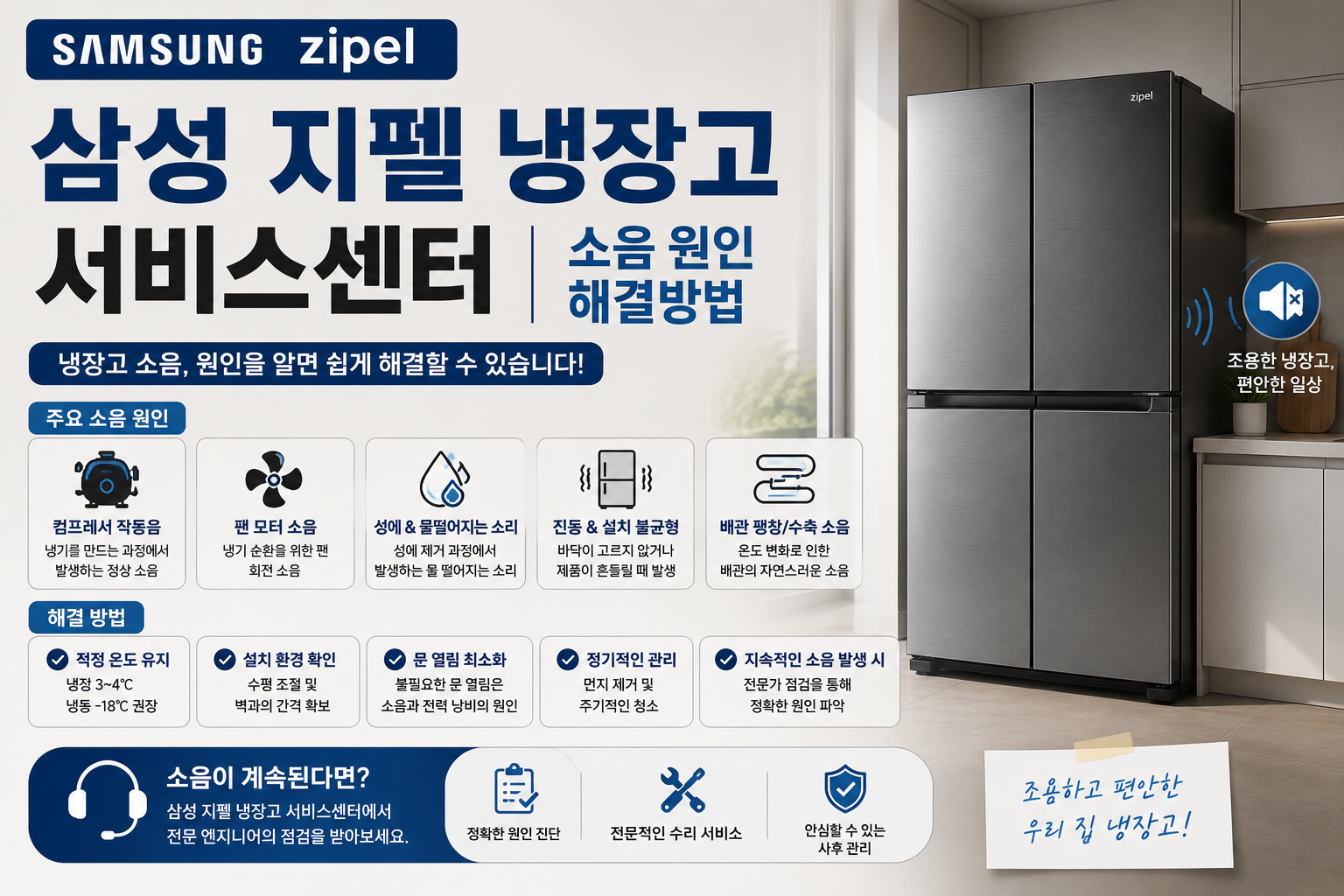 삼성 지펠 냉장고 서비스센터 ❘ 소음 원인 해결방법