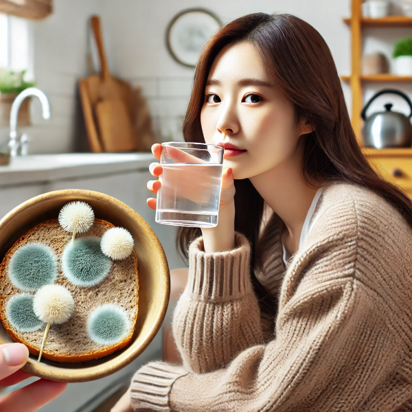 곰팡이 핀 빵을 먹은 후 건강을 관리하며 증상을 관찰하고 있다.