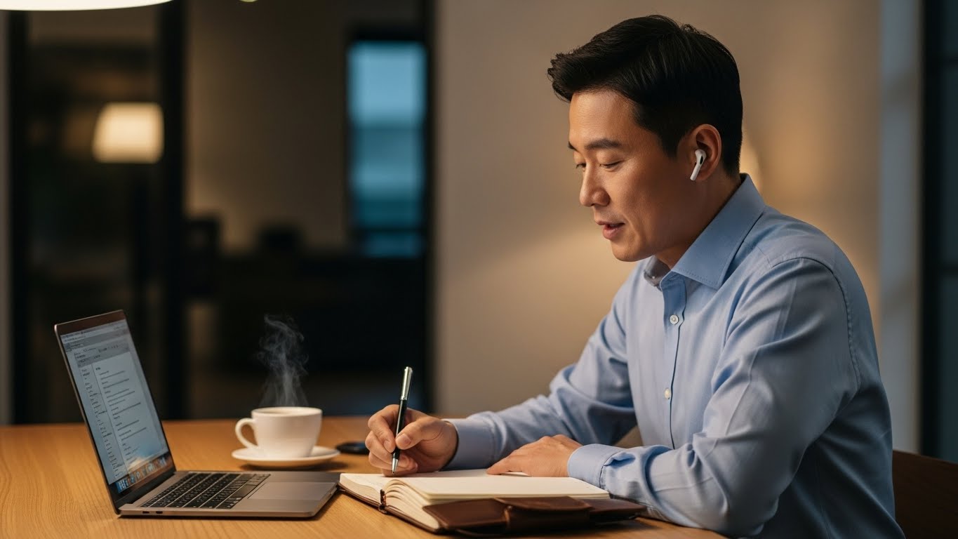 건강보험공단 고객센터에 전화를 걸어 자신의 소득 정산 대상 여부를 꼼꼼히 확인하는 모습