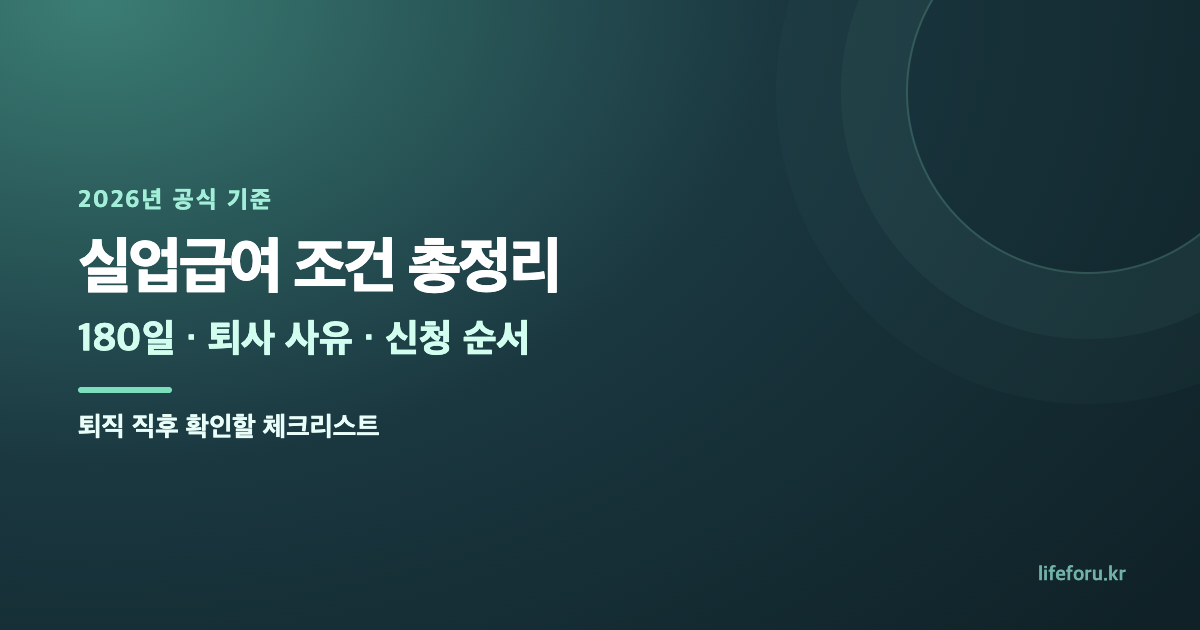 2026 실업급여 조건 총정리｜180일·퇴사 사유·신청 순서 대표 이미지