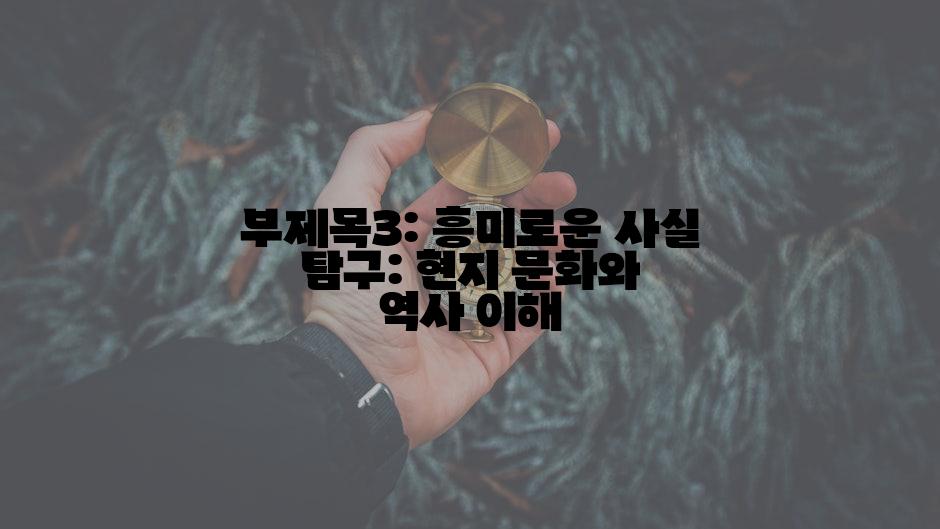 부제목3: 흥미로운 사실 탐구: 현지 문화와 역사 이해