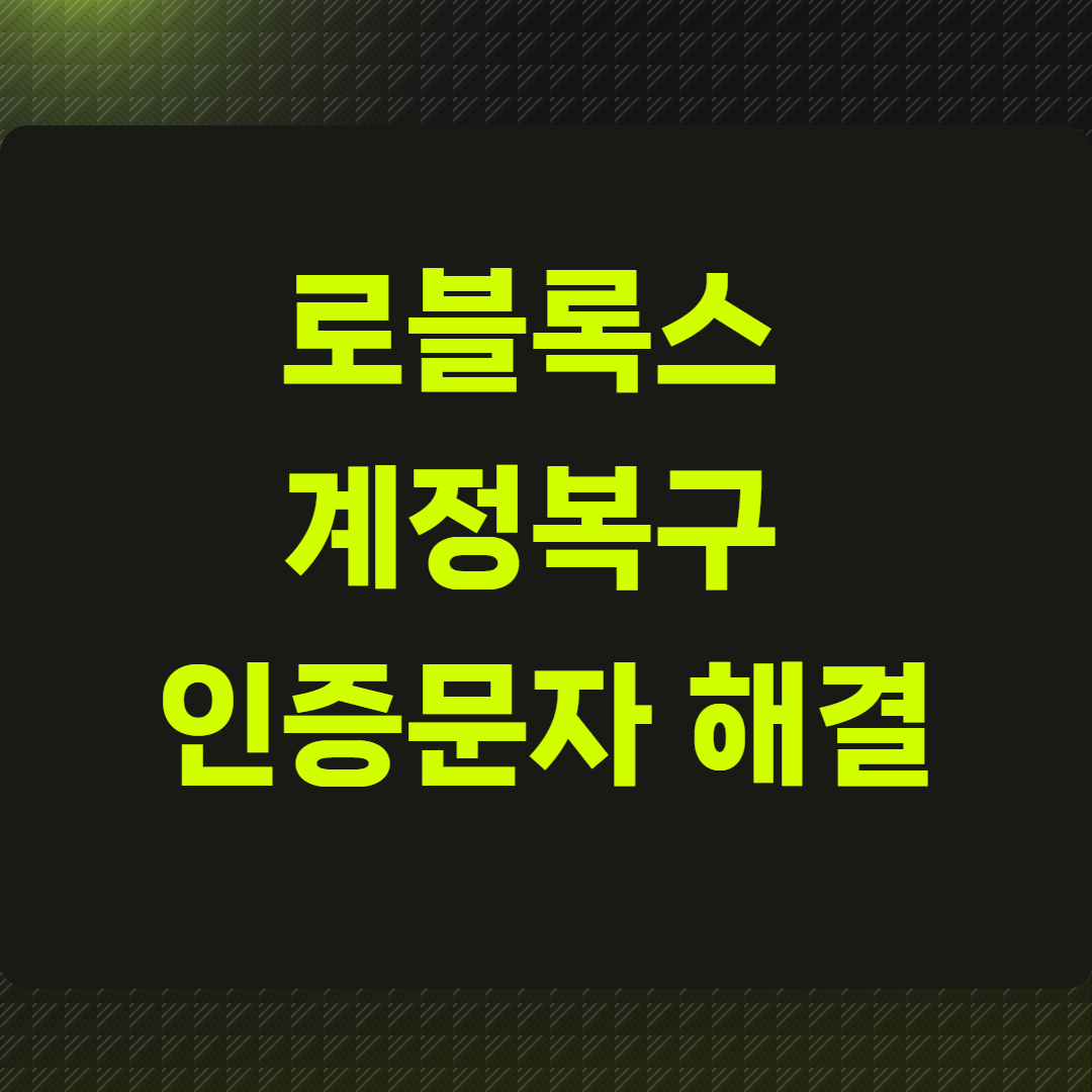 로블록스 계정복구 인증문자 해결