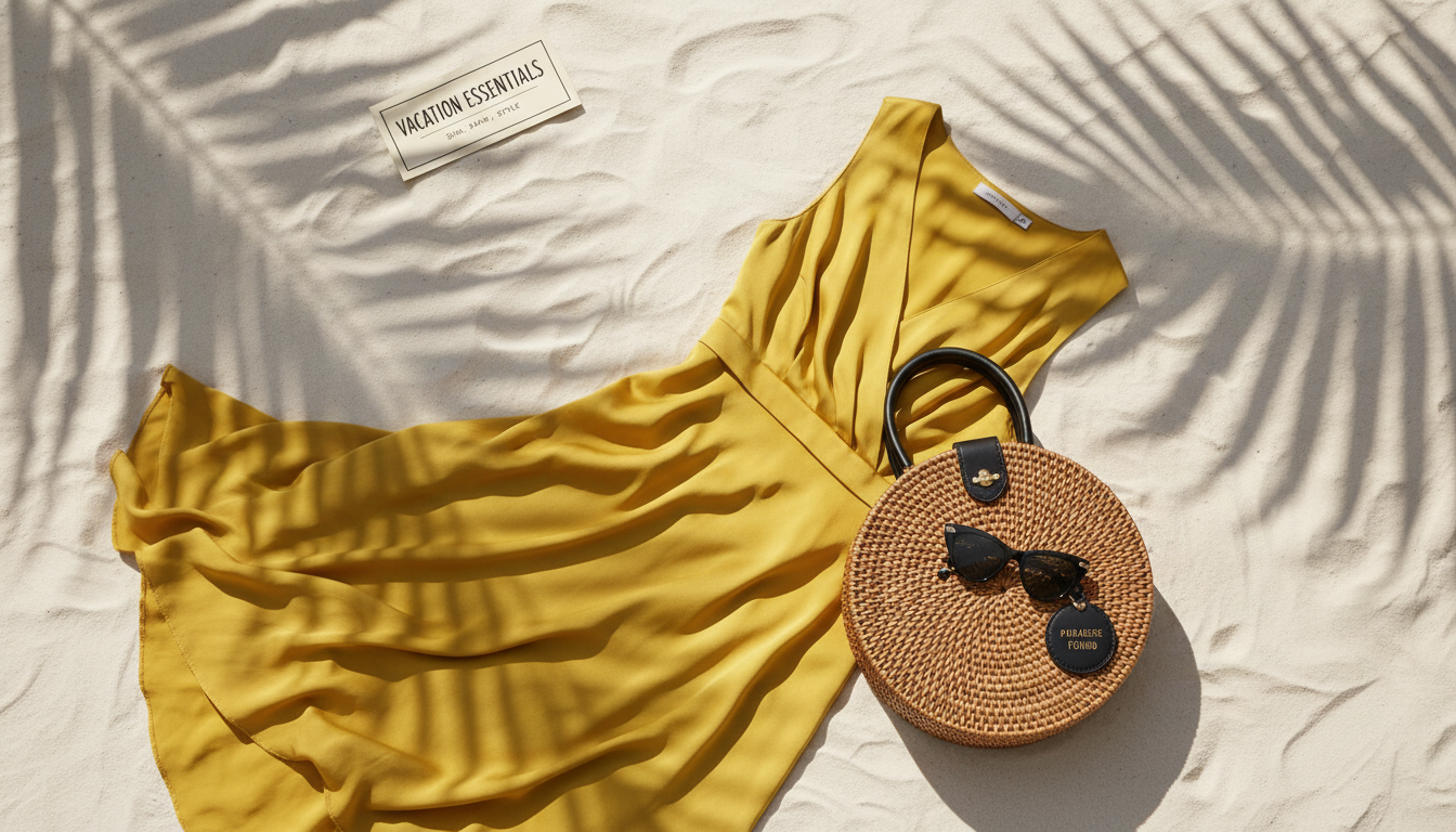 품절 대란을 일으킨 방민아의 옐로우 실크 원피스와 라탄 챙모자 등 세련된 휴양지 패션 아이템