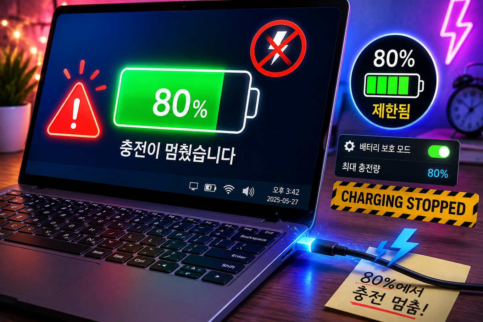 노트북 배터리 충전 80%에서 멈춤 해결방법 총정리 완충 안됨 충전 제한 기능 오작동 원인