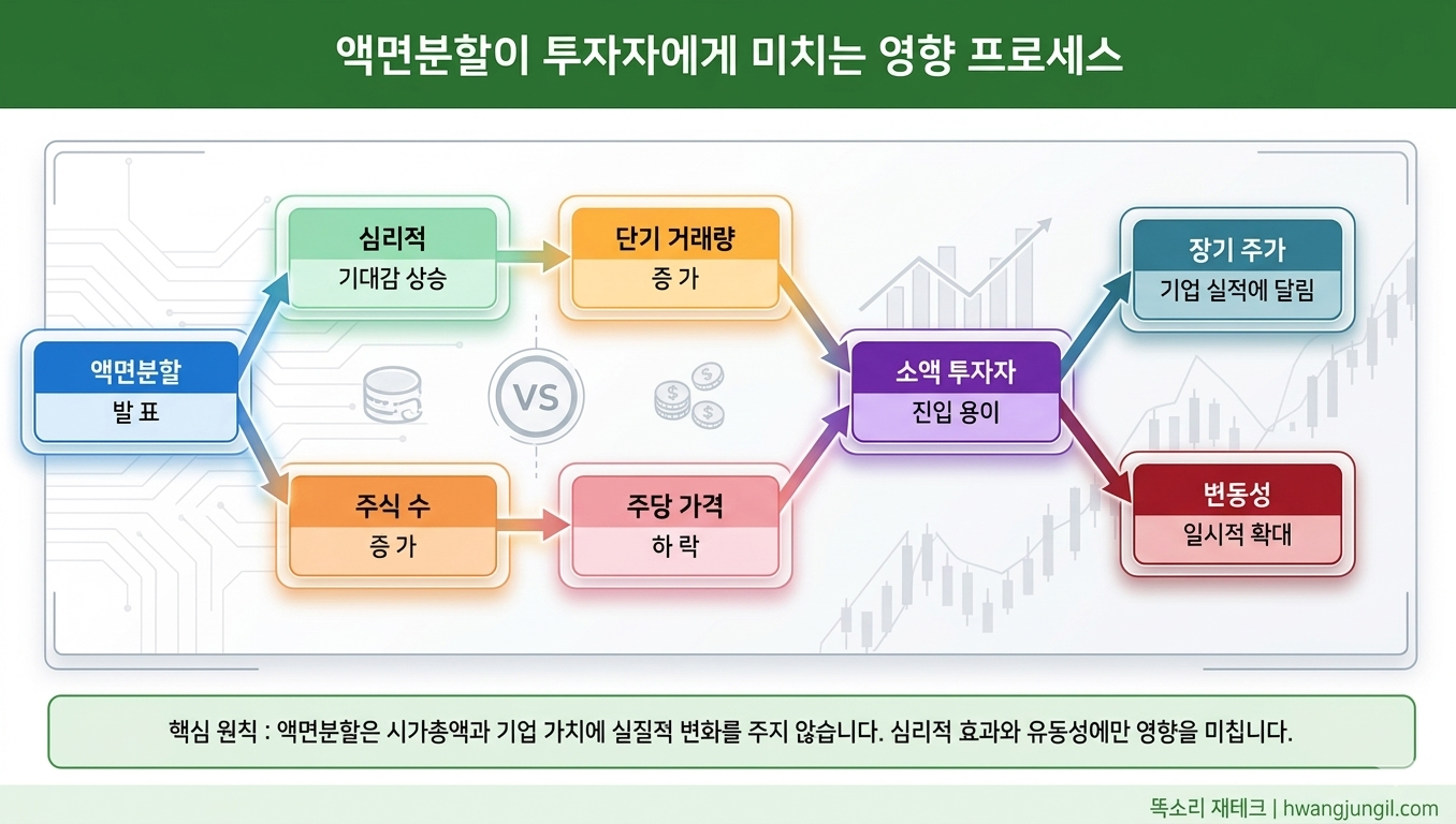 액면분할이 투자자에게 미치는 영향 플로우차트