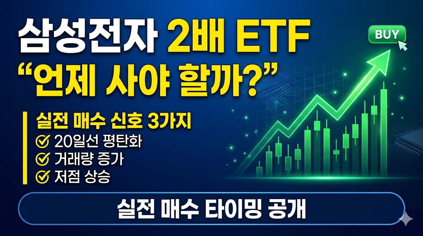 삼성전자 2배 레버리지 ETF 실전 매수 타이밍 3가지 시그널 분석: 20일선 평탄화, 거래량 증가, 저점 상승 구조 확인법