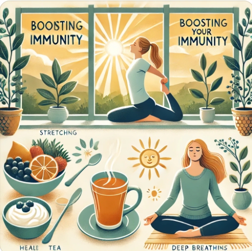 면역력을 높이는 아침 루틴을 표현한 이미지