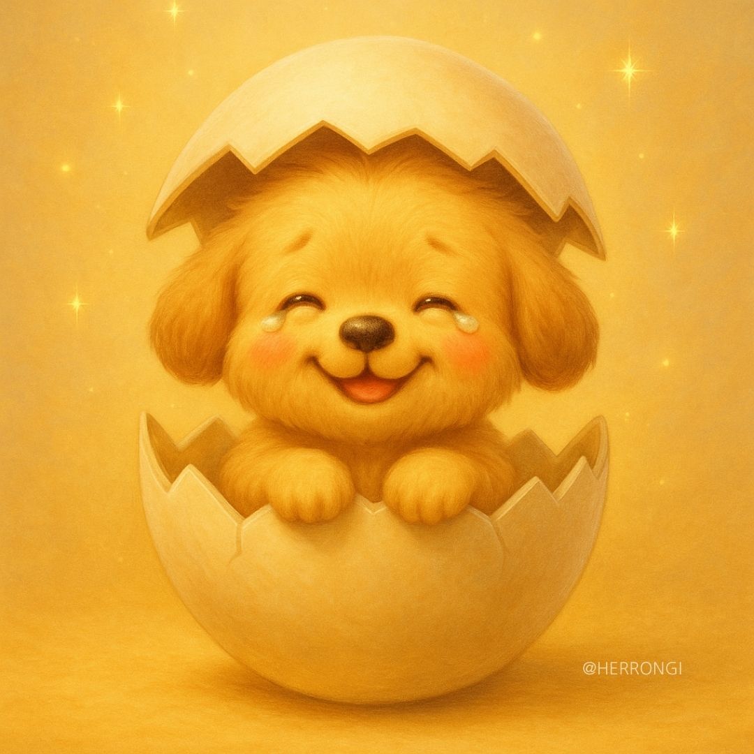 내면의 아이가 알에서 깨어나듯 웃으며 다시 태어나는 장면