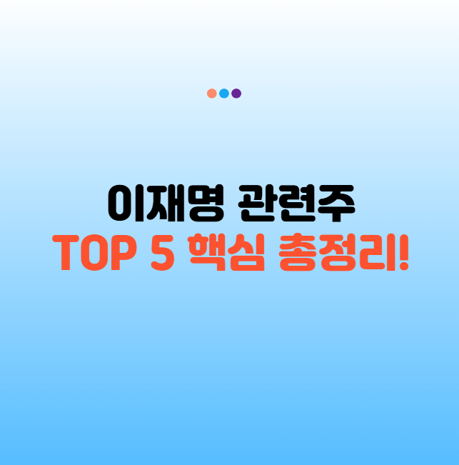 이재명 관련주 대장주 TOP5 테마주 총정리 최신 총정리 (2025년 5월 업데이트)