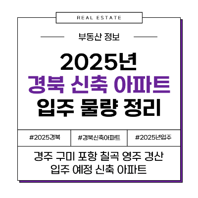 2025년 경북 경주 구미 포항 칠곡 영주 경산 - 신축 입주 아파트 정리