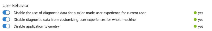 O&O ShutUp10++ 사용자행동