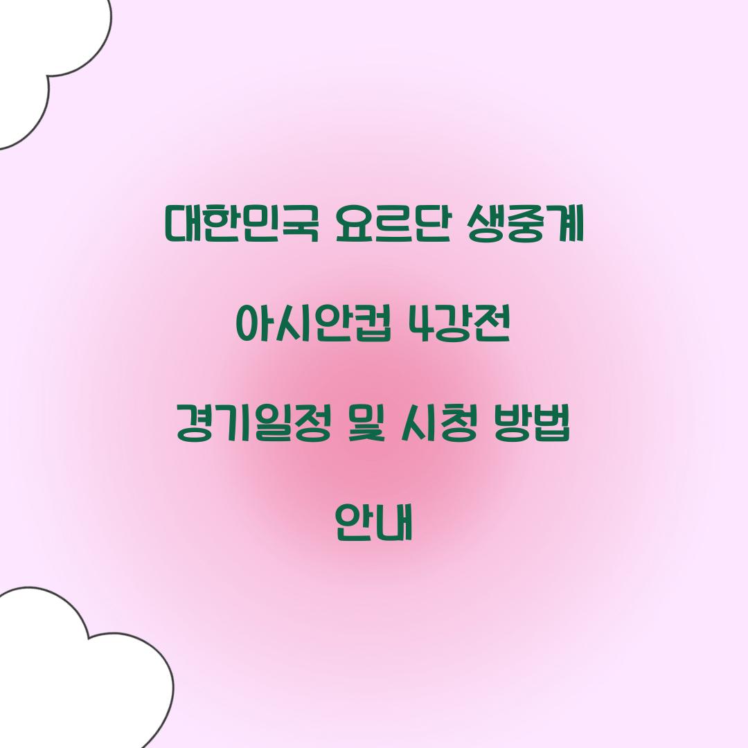 대한민국 요르단 생중계