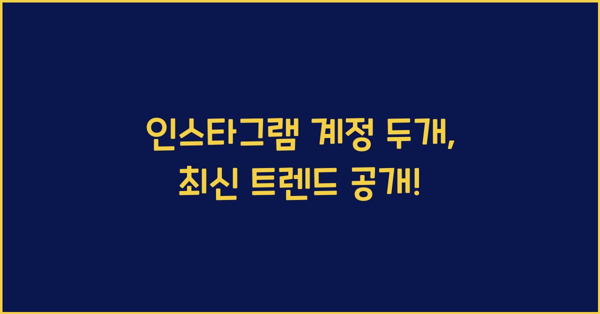 인스타그램 계정 두개