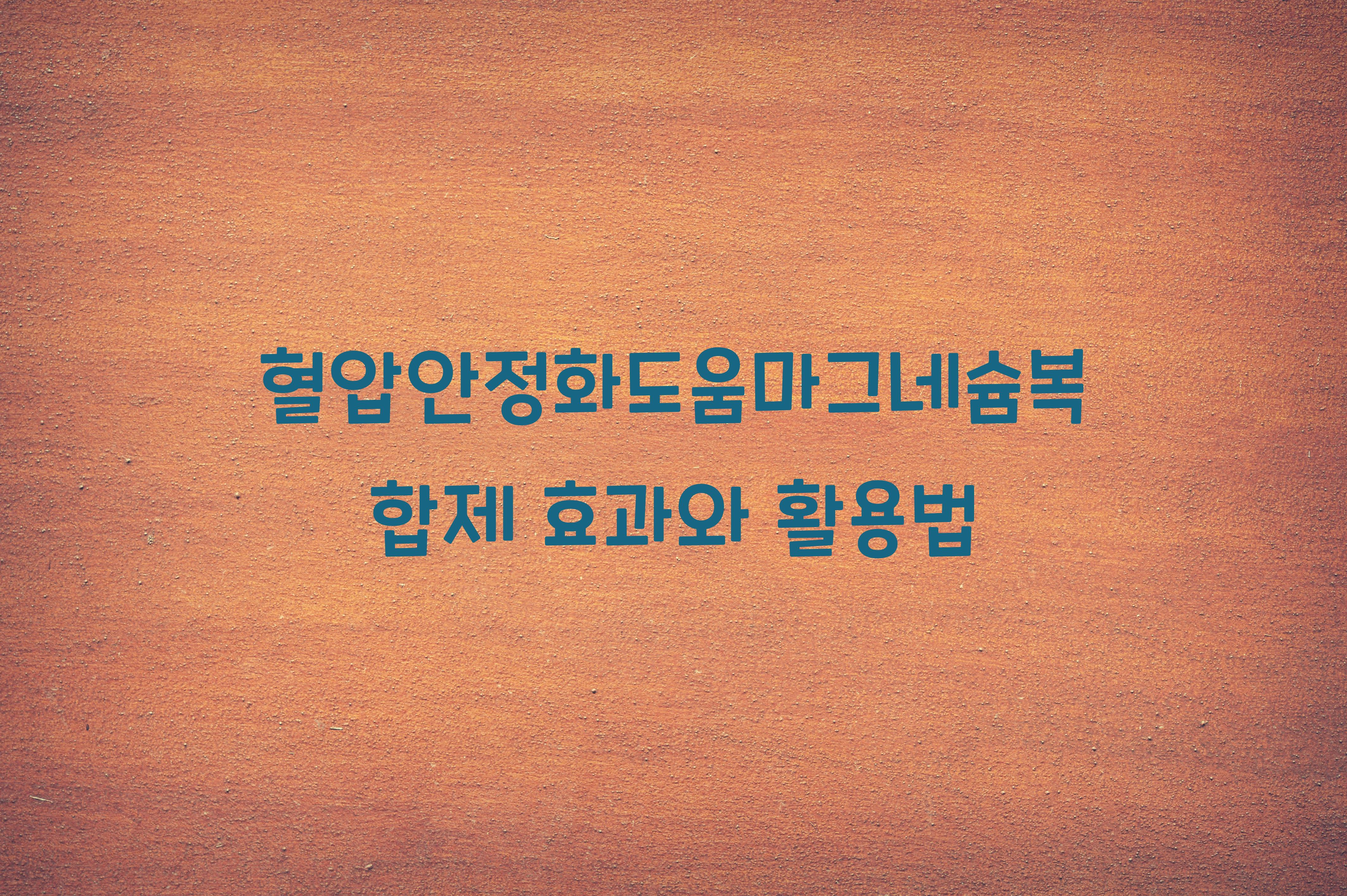 혈압안정화도움마그네슘복합제