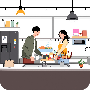 혼수가전 준비하는 예비 부부 이미지