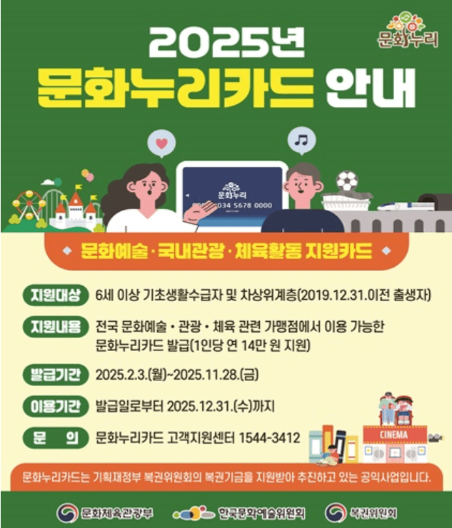 2025년 문화누리카드 신청 방법 및 사용처 안내