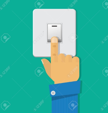 전등 스위치를 끄는 손