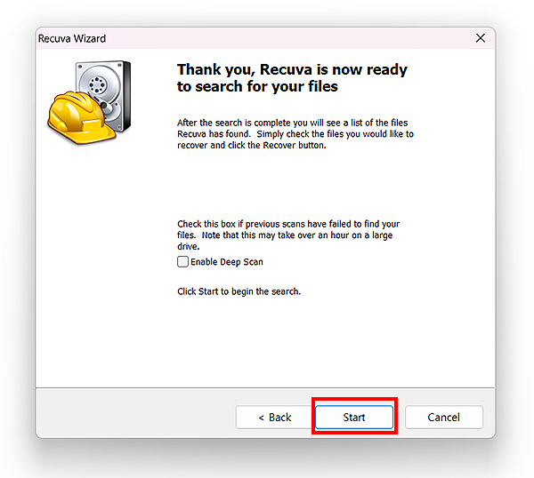 Recuva-선택된-위치-스캔-시작