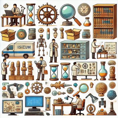 박물관에서 발굴한 미정리 유물을 정리하고 활용하는 것과 관련된 다양한 작업