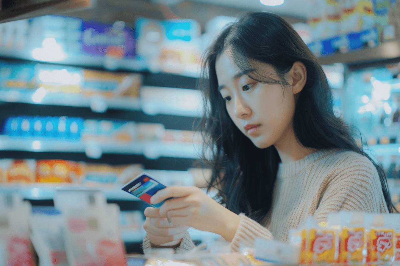 바우처-카드를-들고-있는-여성