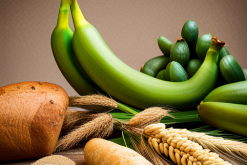 녹색 바나나&#44; 콩&#44; 전곡&#44; 감자&#44; 통밀빵