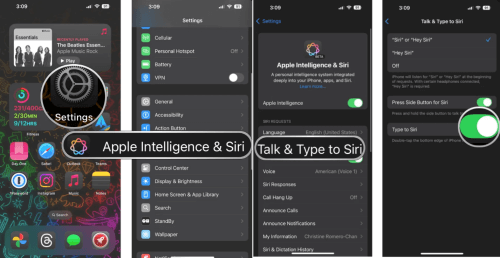 사진은 시리 설정 활성화 방법이다