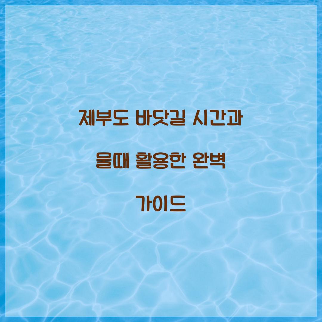 제부도 바닷길 시간