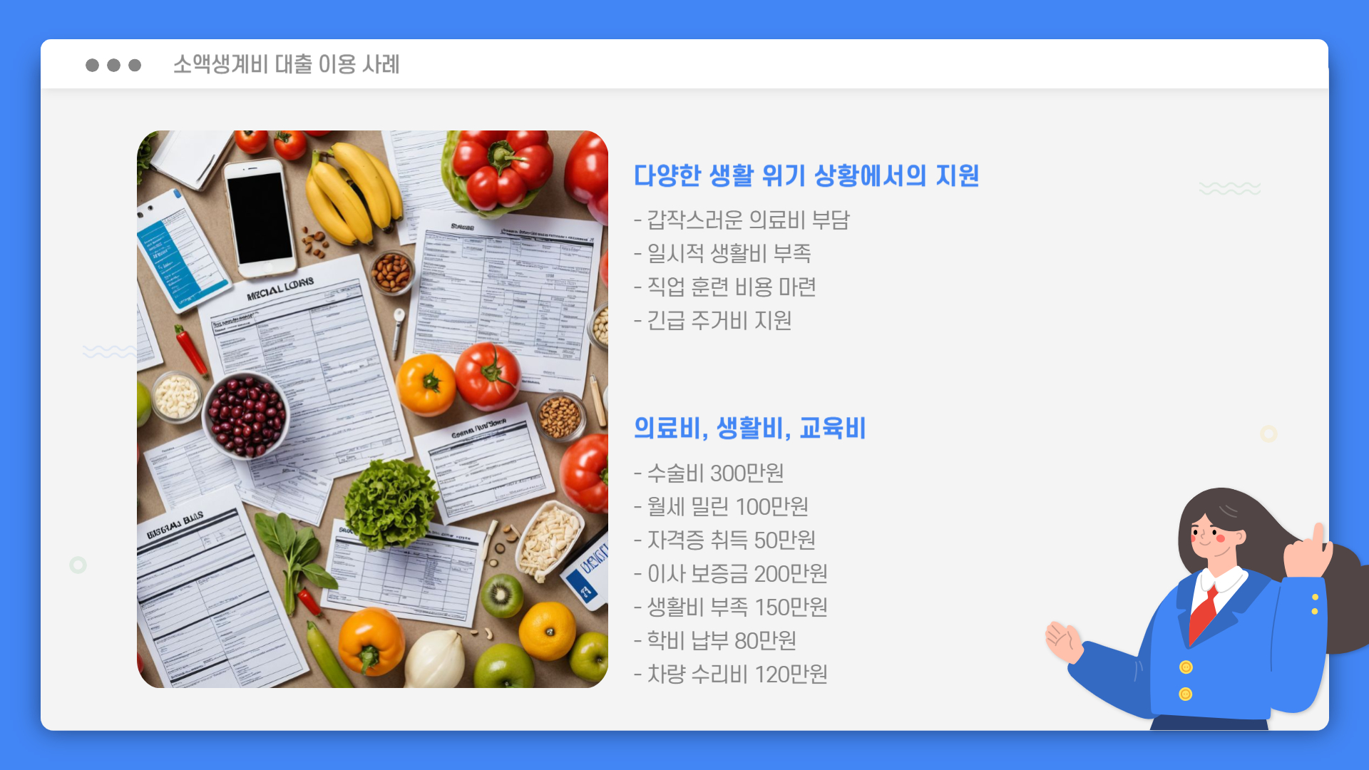 소액생계비 대출 이용 사례