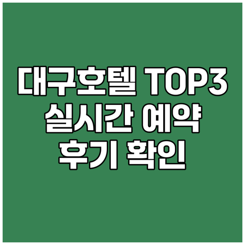 대구 호텔 추천 TOP 3! 실시간