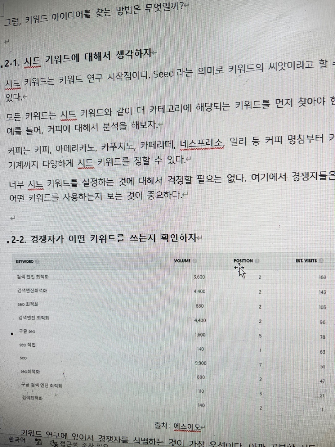 키워드 리서치 온페이지