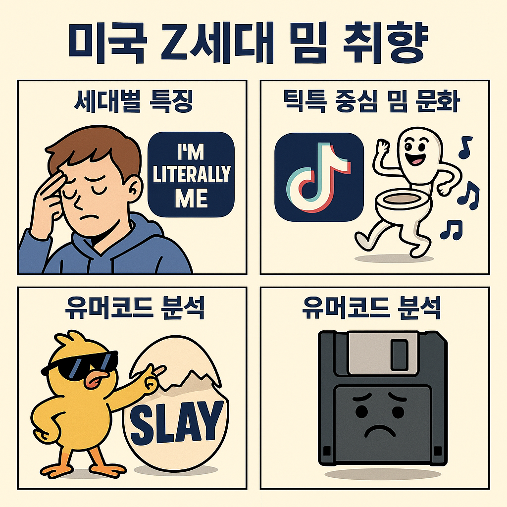 미국 Z세대 밈 취향: 세대별 특징, 틱톡 중심 밈 문화, 유머코드 분석