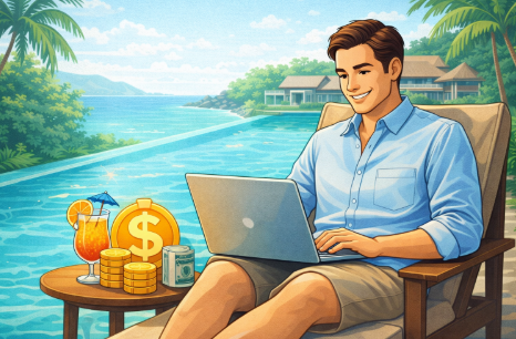 경제적 자유를 만든 사람이 일을 하는 장면