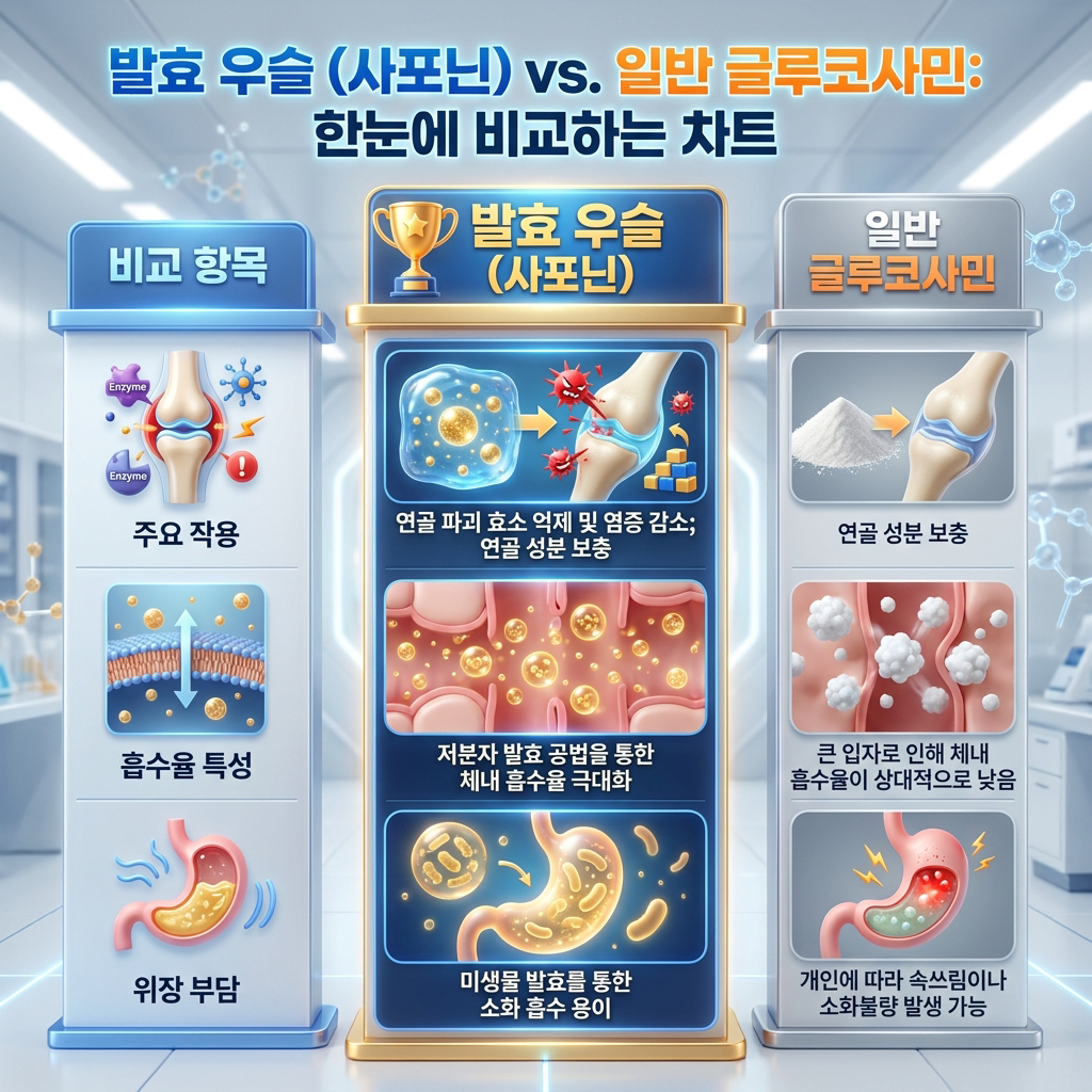 발효 우슬 사포닌 vs 일반 글루코사민 한눈에 보는 비교표