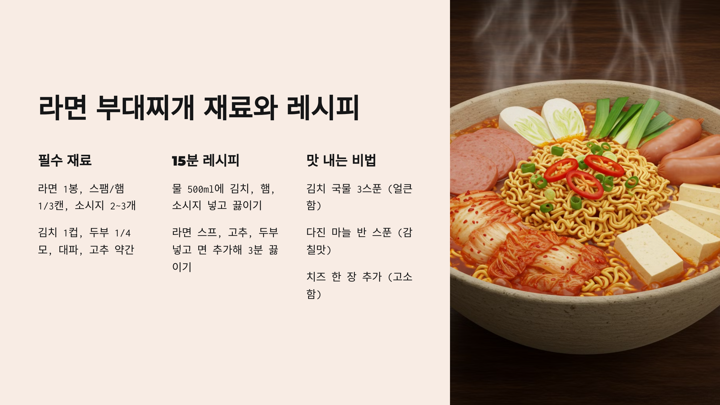 라면 부대찌개 재료 소개