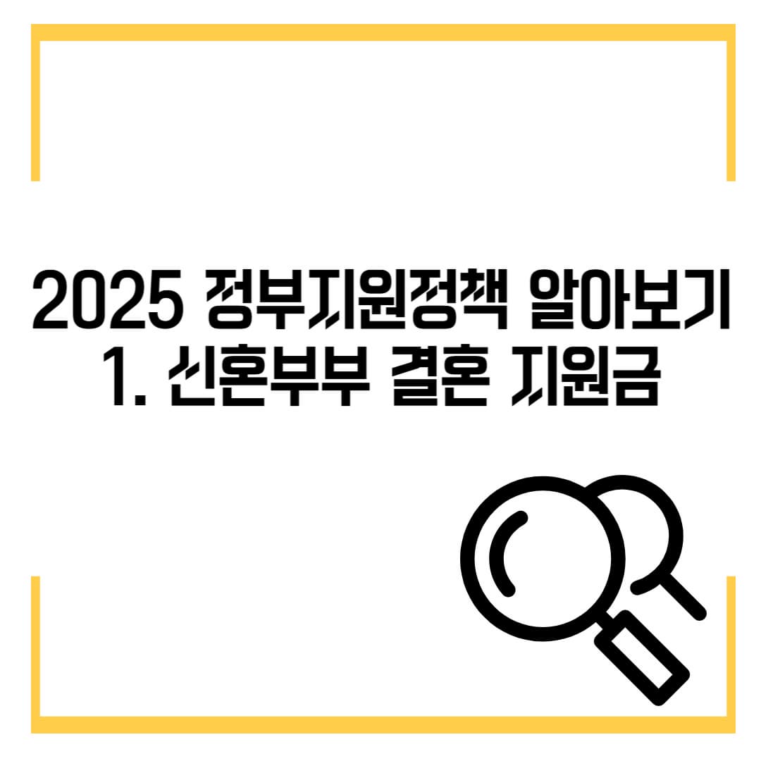 2025 정부지원정책 알아보기 1. 신혼부부 결혼 지원금