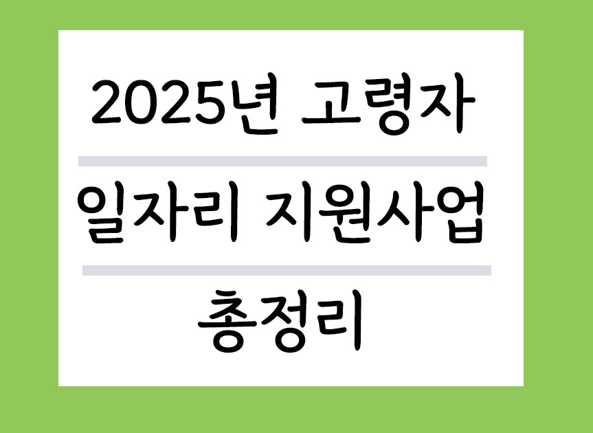 2025년 고령자 일자리 지원사업 총정리