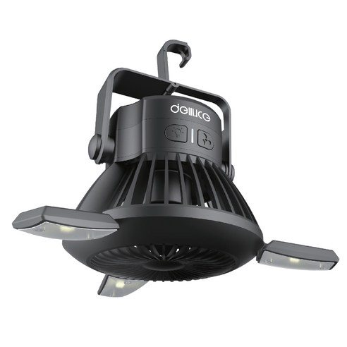 델루체 캠핑용 LED 선풍기 무드등 기능 사용 캠핑장 밤 분위기