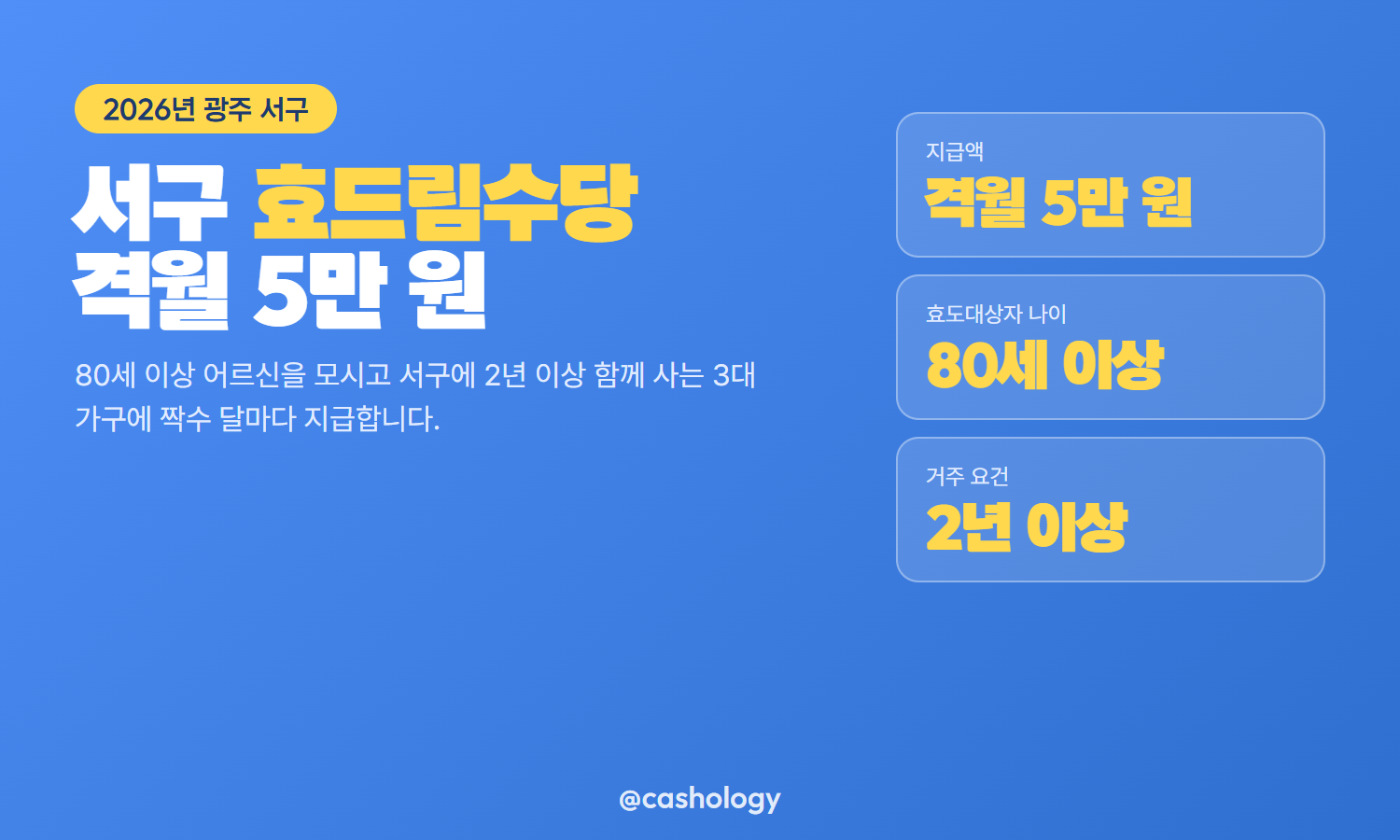 광주 서구 효드림수당 격월 5만 원 지급 안내