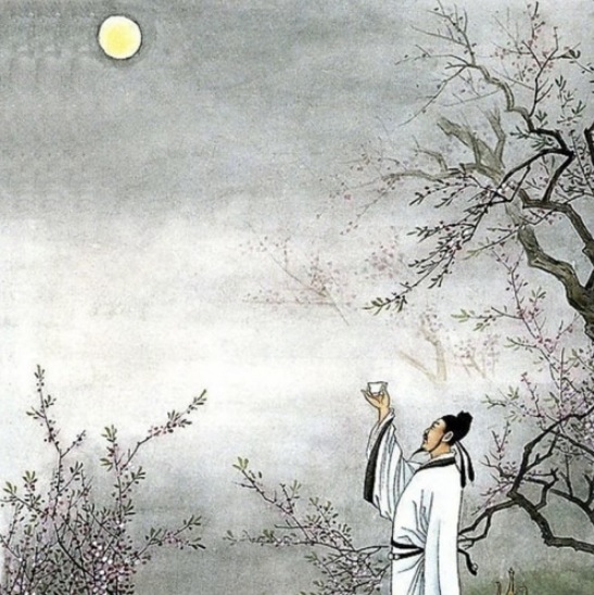 이백(李白)과 월하독작(月下獨酌)를 표현한 삽화