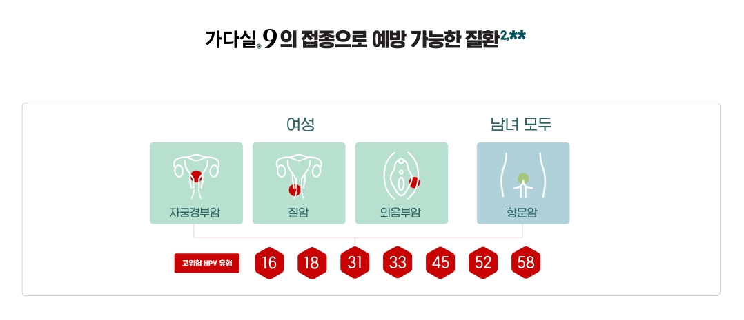 가다실9 가격 및 접종 병원 찾기