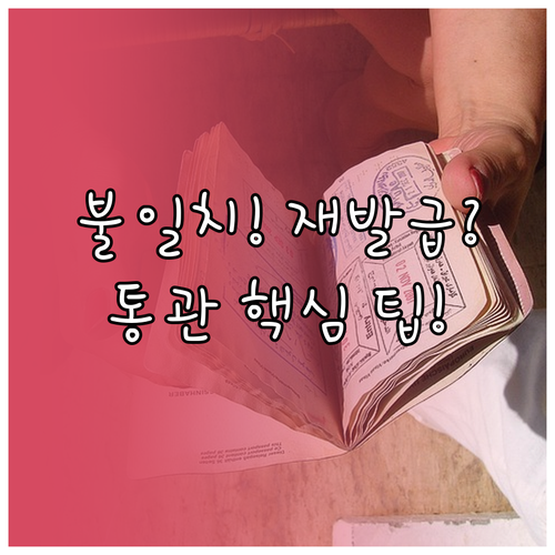 통관 부호 여권번호 불일치 방지 재발..