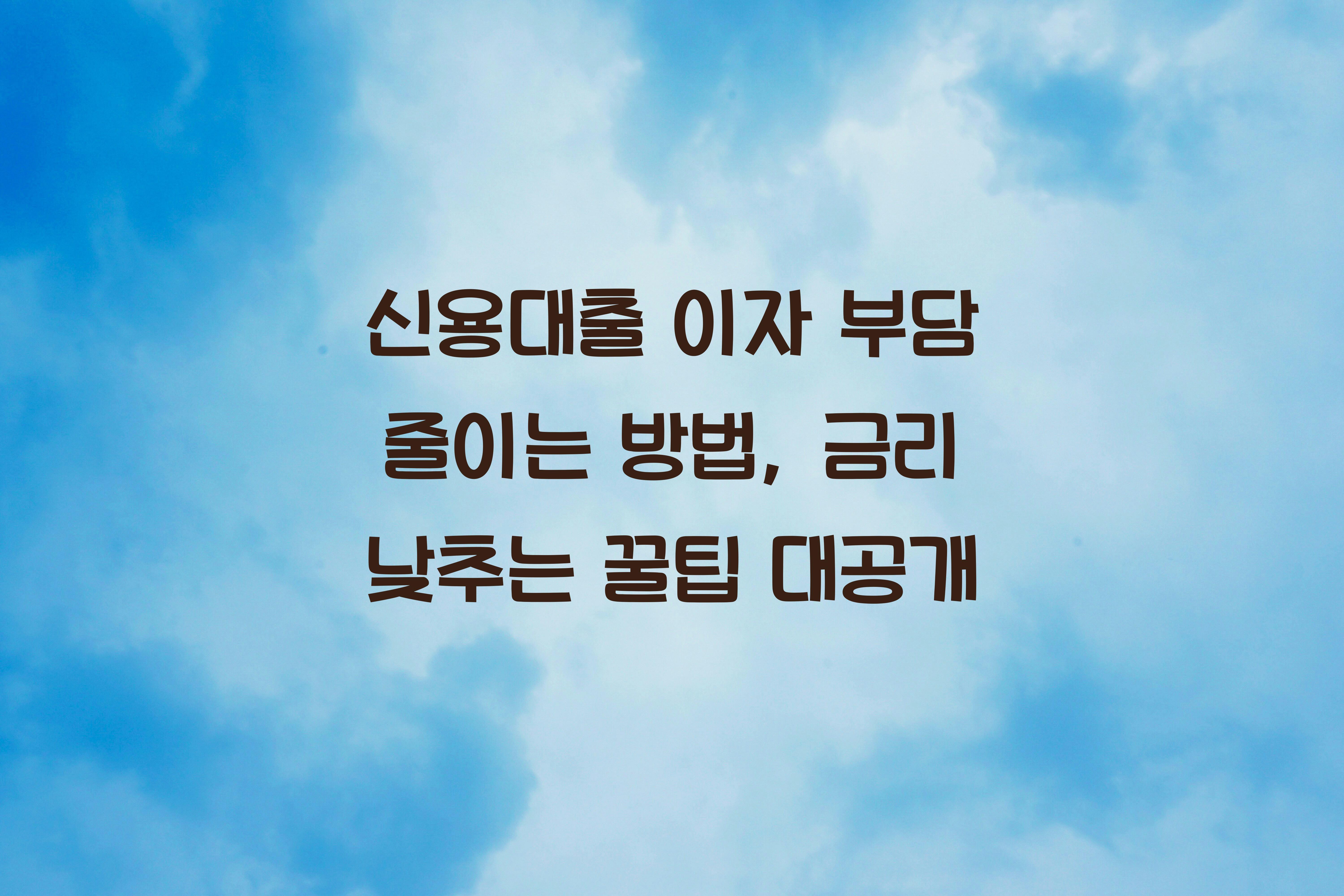 신용대출 이자 부담 줄이는 방법