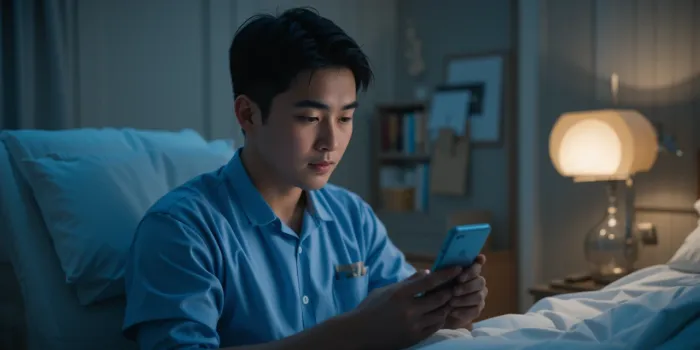 휴대폰으로 대장내시경 약 복용 알람을 맞추는 모습